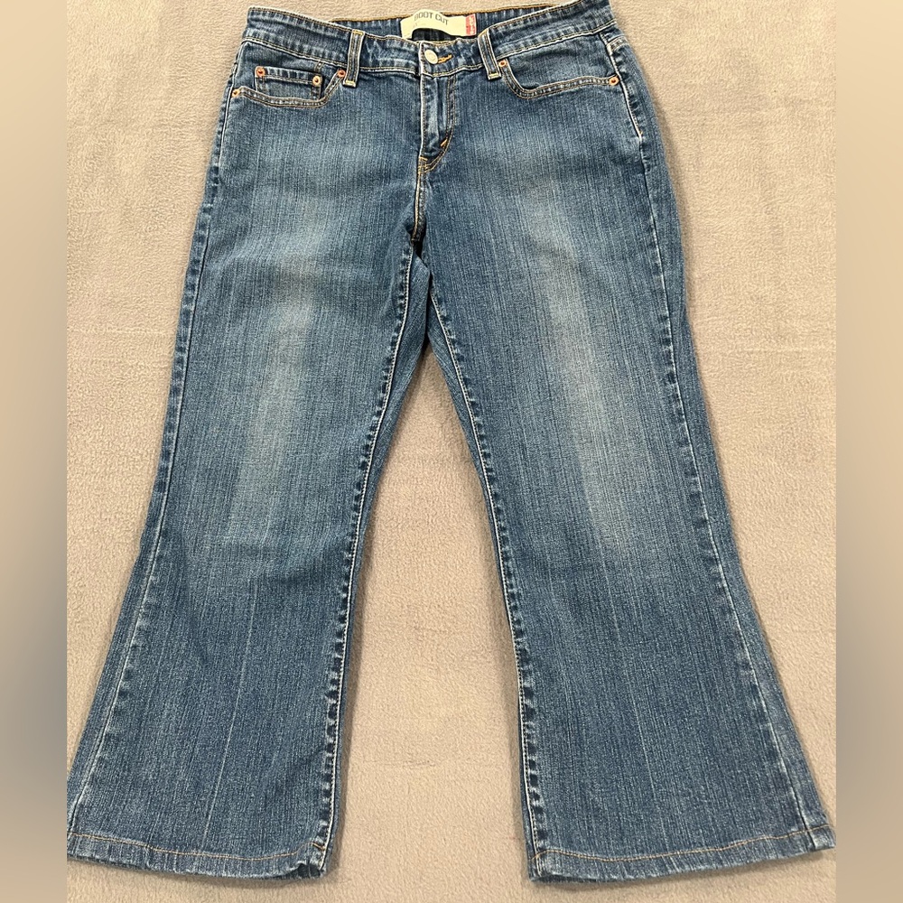 Levi's 515 Boot Cut Mid Wash Denim Cropped Jeans Women Plus Size 10S
